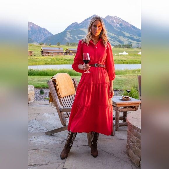 NWT Pomander Place Hibiscus Red Mabel Maxi Dress Size Medium - Picture 14 of 14